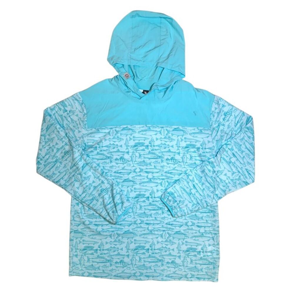 Blue Radiance - Habit Men's Valley Trail Hooded UPF 50+ Relaxed Fit Performance